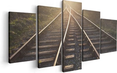 Artaza Canvas Schilderij Vijfluik Twee Kruisende Rails Spoorwegen - 100x50 - Foto Op Canvas - Canvas Print