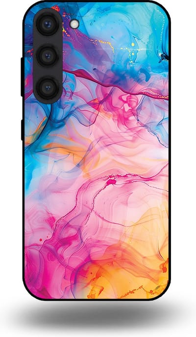 Smartphonica Telefoonhoesje Geschikt voor Samsung Galaxy S23 Plus met Regenboog Acryl Marmer Opdruk - TPU Backcover Case Rainbow Acrylic Marble Design geschikt voor Samsung Galaxy S23 Plus