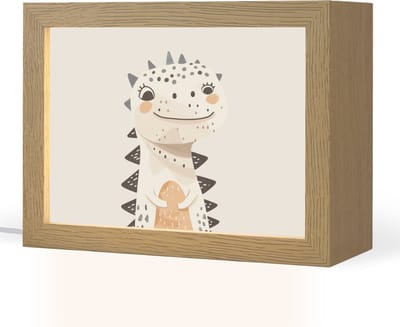 Nachtlampje 20x15 cm - Kinder lampje - Dinosaurus - Pastel kleuren - Tafellamp kinderkamer - Slaapkamer lamp - Bedlamp kinderen - Kinderlampje stopcontact - Wandlamp babykamer - Nachtlampjes