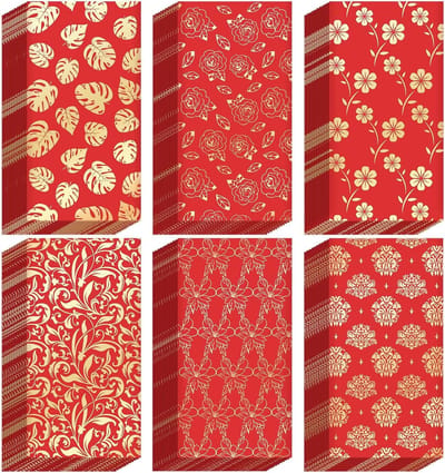 Rode Enveloppen - Hong Bao Papier - Chinese Ceremonies - Uniek Patroonontwerp - 66 stuks - Rood