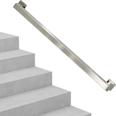 Trapleuning Metaal - Veiligheidsgreep Wand - Veilig Lopen - Roestvrij Staal - 3.9 Meter - Zilver