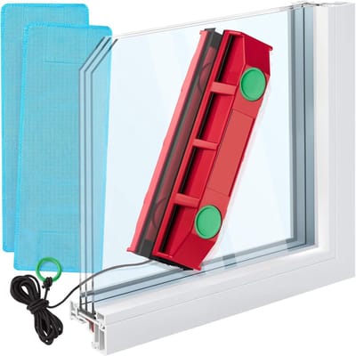 carmdering - Magnetische Ramenreiniger - Ruitenwisser - Glasreiniger - Dubbelzijdig, synchrone beweging, microvezeldoeken, 6x23cm - Voor binnen & buiten - Eenvoudig & veilig