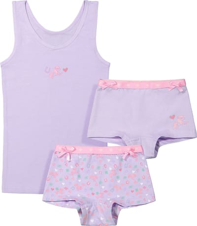 Funderwear meisjes setje - Horse - Katoenen Kinderondergoed - 110 - Lila