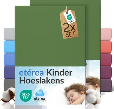 etérea Jersey hoeslaken 2-pack 60x120-70x140 cm (hoek 15 cm) 100% katoen - Kaktusgroen