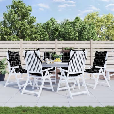 vidaXL - Stoelkussens - 6 - st - hoge - rug - ruitpatroon - oxford - stof - zwart