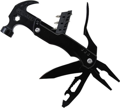 Opvouwbare Klauwhamer - Multitool Gereedschap - Huishoudelijk Onderhoud - 15-in-1 Functies - 16x7.5 cm - Zwart