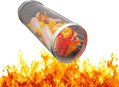 Ynkkvre - Grillmand BBQ – Roestvrijstalen BBQ Grillrooster Mandje – Anti-Aanbak Coating – 1 Stuk Barbecue Accessoires – Professioneel Barbecue Gereedschap – Buitengebruik & Picknick – Universeel Grillformaat