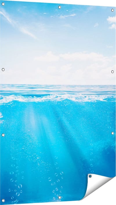 Gards Tuinposter Helder Blauwe Zee onder Water - 80x120 cm - Tuindoek - Tuindecoratie - Wanddecoratie buiten - Tuinschilderij