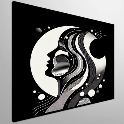 Modern zwart wit schilderij | Abstracte monochrome creatie met eigentijdse stijl en minimalistisch thema | Kunst - 30x30 centimeter op Canvas | Foto op Canvas