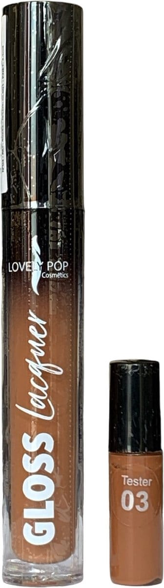 Lovely Pop Cosmetics - Ultra Glans Lipgloss - Tinted Gloss Ultra Shiny - Hydraterend - Caramel Bruin - Nummer 03 Spicy - 1 Flesje met 3,5 ml.