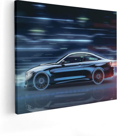 Artaza Canvas Schilderij Auto - 100x80 cm - Groot - Wanddecoratie Sportauto - Muurdecoratie Mancave - Schilderijen Op Canvas Modern