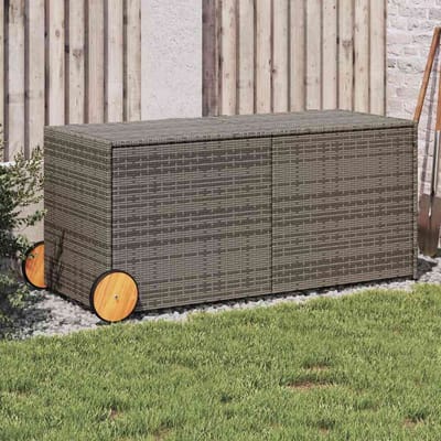 vidaXL - Tuinbox - met - wielen - 283 - L - poly - rattan - grijs