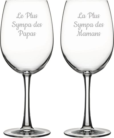 Rode wijnglas gegraveerd - 46cl - Le Plus Sympa des Papas & La Plus Sympa des Mamans