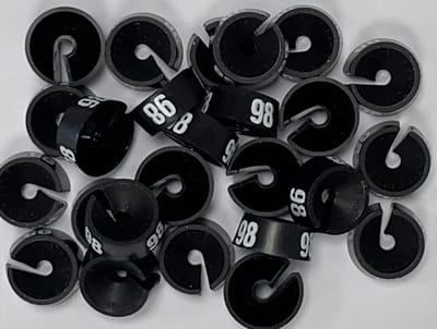 Bleijenberg Maatdopje maat 98 zwart - Maataanduiding voor kledinghangers per 25 stuks - Maatringetje Ø 20 mm - Kledinghangers - Kleerhanger - Kapstok - Mark-Brics - wisersizer