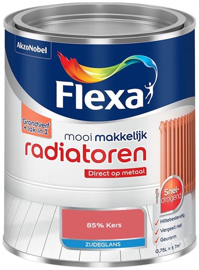 Flexa - Mooi Makkelijk Radiatoren Zijdeglans - 85% Kers - Mengverf - 750 Ml