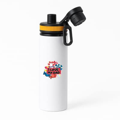 Hacebo® - Papa cadeau - waterfles met draaidop oranje - Papa - Vader cadeau - met opdruk - Vader cadeau - Vader cadeautjes - Vaderdag cadeau - Vader cadeautjes verjaardag - liefste papa - papa - Leuk kado om te geven - water fles - 850ML