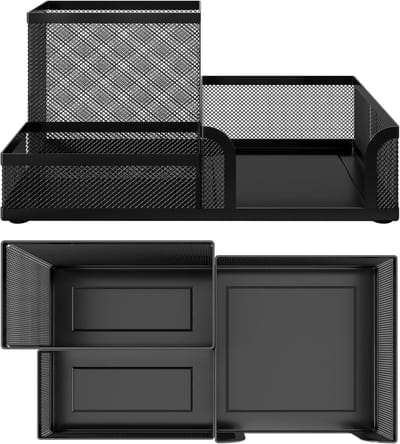 Pennenbak-Bureau accessoires-Bureau organizer pennenbak -Pennenhouder-Mesh - Metaal - Desk-Bureau organizer-Zwart