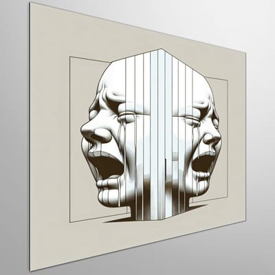 Modern huilend kind schilderij | Hedendaags tranend kind in een moderne kunstschepping vol emotie | Kunst - 40x40 centimeter op Dibond | Foto op Dibond