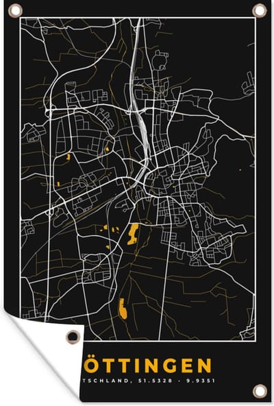 Muurdecoratie Goud – Duitsland – Plattegrond – Gold – Stadskaart – Kaart – Göttingen - 120x180 cm - Tuinposter - Tuindoek