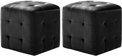 2x Fluwelen Poufs - Moderne Hocker en Voetenbank - Comfortabele Zitoplossing voor Elke Ruimte