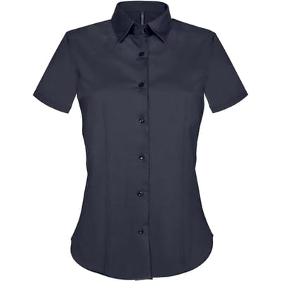 Kariban Dames stretch blouse korte mouwen K532 - Navy - L
