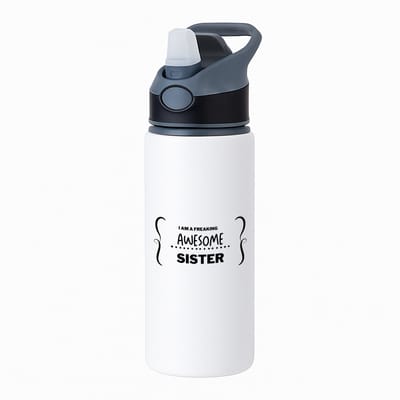 Hacebo® - I am a freaking awesome sister waterfles met rietje zwart - Zus - geweldige zus - liefste zus - verjaardag - cadeau - kado - bedankje - geschenk - water fles - 650ML
