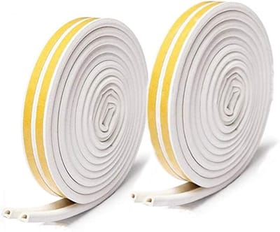 Afdichtingstape voor deuren en ramen - 2stuks - Tochtband 6 Meter Lang - zelfklevende rubberen schuimafdichtstrips -Tochtband Zelfklevend - tochtstopper voor raamdeur - weerstrip -Tochtstopper - afdichtingstape - 9 mm x 6 mm totaal 6m - wit