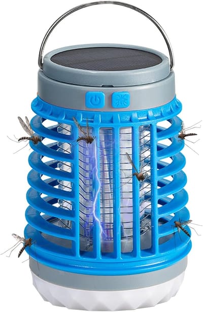 Elektrische insectenverdelger, USB-oplaadbare muggenlamp, Campinglamp en muggenval, Zonne-energie ondersteund