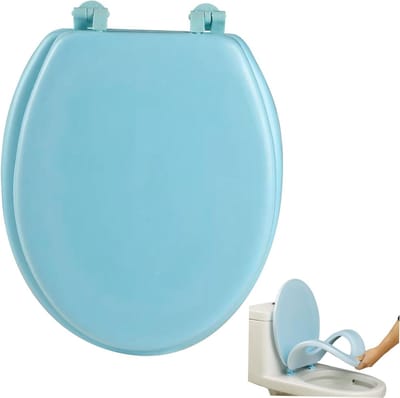 Toiletbril Rond - WC Deksel - Badkamer Opfrissen - Zacht Comfort - 43 x 35 cm - Blauw