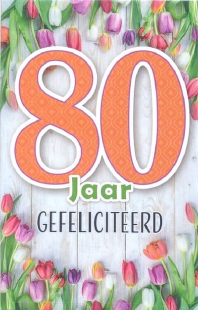 Wenskaart 80 Jaar Gefeliciteerd - D15142 - Luxe verjaardagskaart - 12x17cm - Gevouwen Wenskaart inclusief envelop - Leeftijdskaart