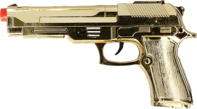 Fiestas Guirca Verkleed speelgoed pistool - goud - geheim agent/gangster thema - 22 cm