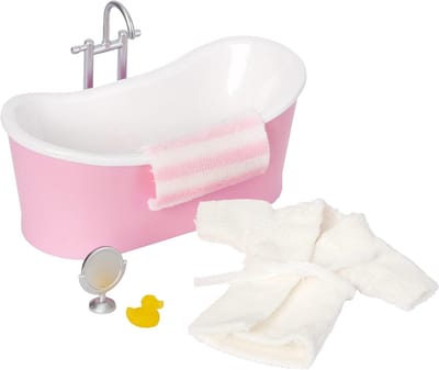 Poppenhuis Badkamer Set - Mini Meubels - Poppenhuis Spelen - 5 Delige Set - 1:18 Schaal - Roze Wit