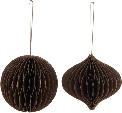 J-Line kersthanger Bal - papier - marron - small - 2 stuks