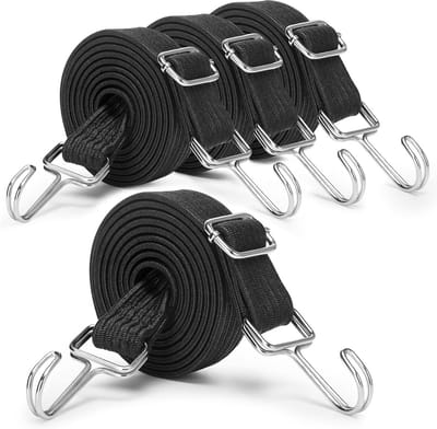 Verstelbare spanrubberset met haken - 4 elastische spanbanden van 100 cm voor veilige lading