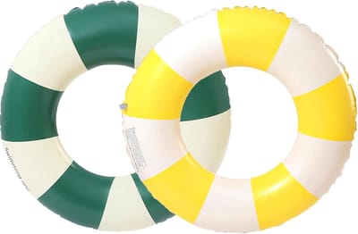 Thijox - Opblaasbare zwemring 2 stuks, vintage gestreept, duurzaam opblaasbaar waterspeelgoed voor zwembad, strand en zomerse feesten