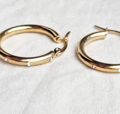 Hoops met steentjes - Stainless Steel met Zirkonia CZ A5 stenen - Oorringen - Statement piece - 3 cm -