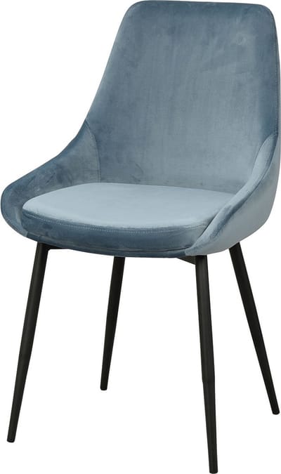 Rowico Home Sierra Eetkamerstoel Blauw - Velvet - Fluweel - Stof - Zwarte Poten - Scandinavisch - Modern