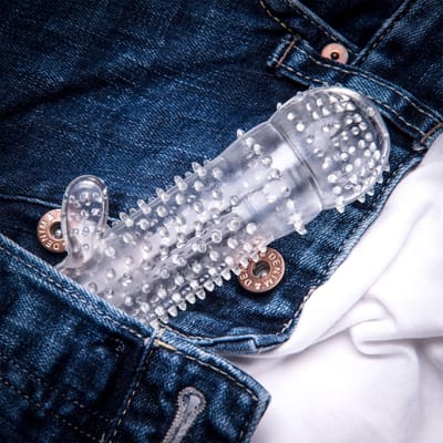 Genoppte Penishuls met Klitorisreizer, 13 cm