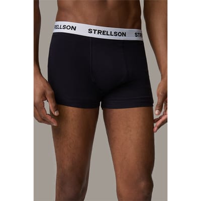 Boxershorts, triopak, marineblauw-zwart-wit