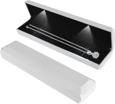 Elegante Sieradenbox met LED Verlichting voor Kettingen en Armbanden, Luxe Velours Displaykast voor Verloving en Trouwerij, 23*5.5*3.5cm