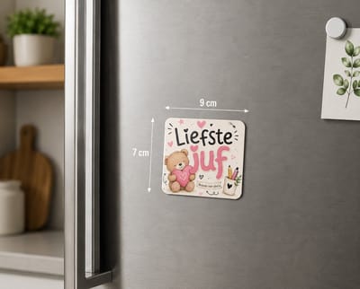 Koelkastmagneet MDF Liefste Juf – Magneet 9x7 cm – Bedankje voor Juf – Cadeau Einde Schooljaar