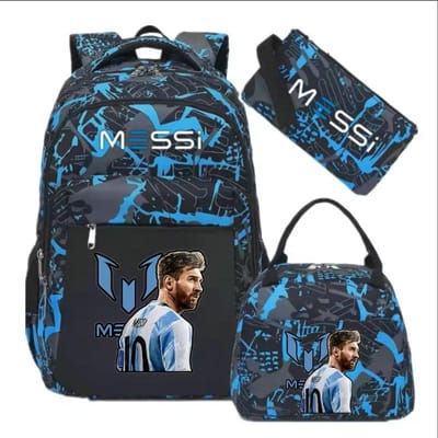 3 stuks Sport Messi Camouflage Rugzakken Met Lunchtas Lastverlichting Meisjes Jongens Schooltassen Capaciteit Laptop Buiten Mochilas