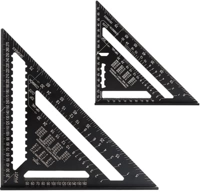 Dailygoods- Metalen Winkelhaak Set - 300mm/180mm - Aluminium - Triangulaire Hoekmeter - Precisie - Schaalverdeling