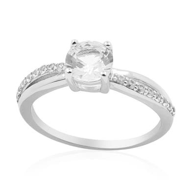 Cavill - Zilveren Ring - 925 Sterling Zilver - 0,693 ct Danburiet Ronde Briljant - 16 Zirkonen 0,216 ct - Modieus en Elegant Sieraad