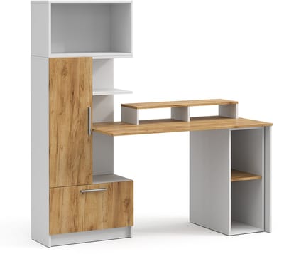 Vicco Bureau Tomy, Wit/Goudkleurig Eiken, 150 x 59 cm Set van 4