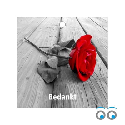 Luxe bloemenkaartje - Cadeaukaartje - 20 Stuks - Bedankt Kaartjes - Met Een Rode Roos - 7x 7cm - Met Boorgaatje