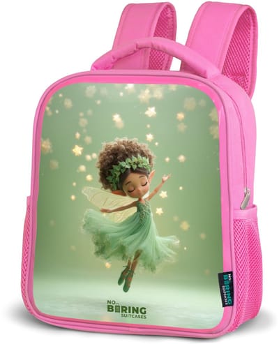 NoBoringSuitcases.com® - Rugzak roze - Schooltas meisjes - Dansende fee in groen licht - Kinder rugtas meisje - Boekentas kind - Kinderrugzak voor school - Schoolrugzak