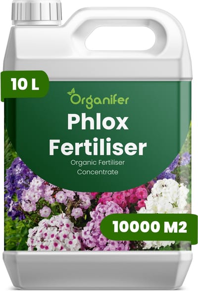 Vloeibare Meststof Voor Phlox 10 L Voor 10000 M2 - Npk 2-1-8 - Geschikt Voor Meerjarige En Eenjarige Vlambloemsoorten - Ondersteunt Herstel Na Snoeien - Bevordert Een Uitbundige Bloei En Levendige Bloemkleur - Organifer