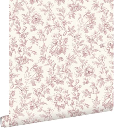 ESTAhome behang elegante bloemen bordeaux rood - 0.53 x 10.05 m - 132105