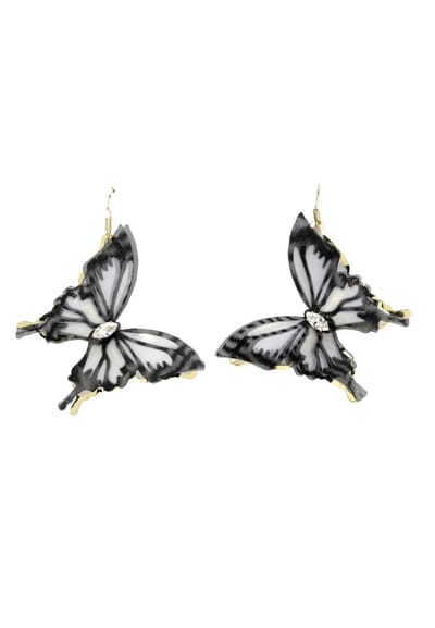AVANT-GARDE PARIS Oorbellen - Butterfly Stud - 1 stuk - Zwart met gouden plating
